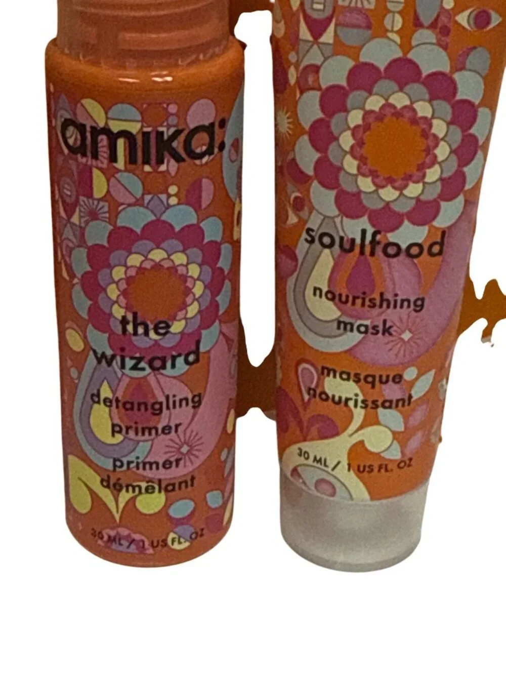Amika Hair Care Gift Set Wizard Soulfood Tool Mat Scrunchies Tote Bag NWT 30ml
